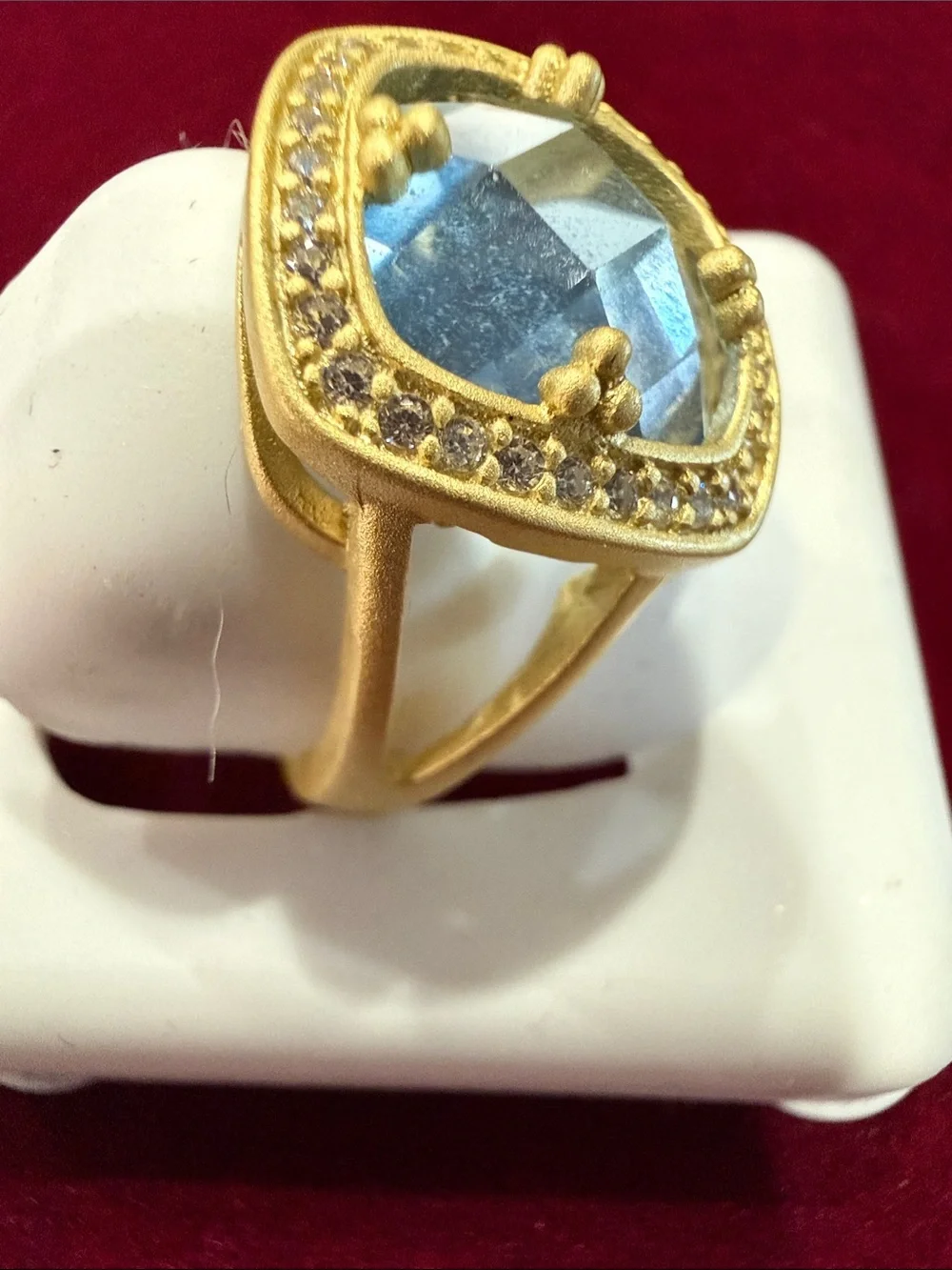 FREIDA ROTHMAN Sterling Silver Blue Topaz Halo Ring size 8
